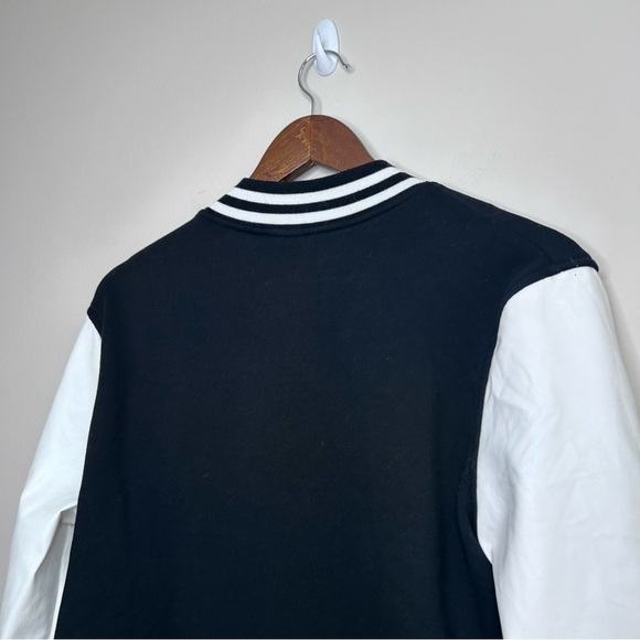 Varsity Letterman Jacket Bomber Snap Up Black and White Mossimo Large - Picture 5 of 8